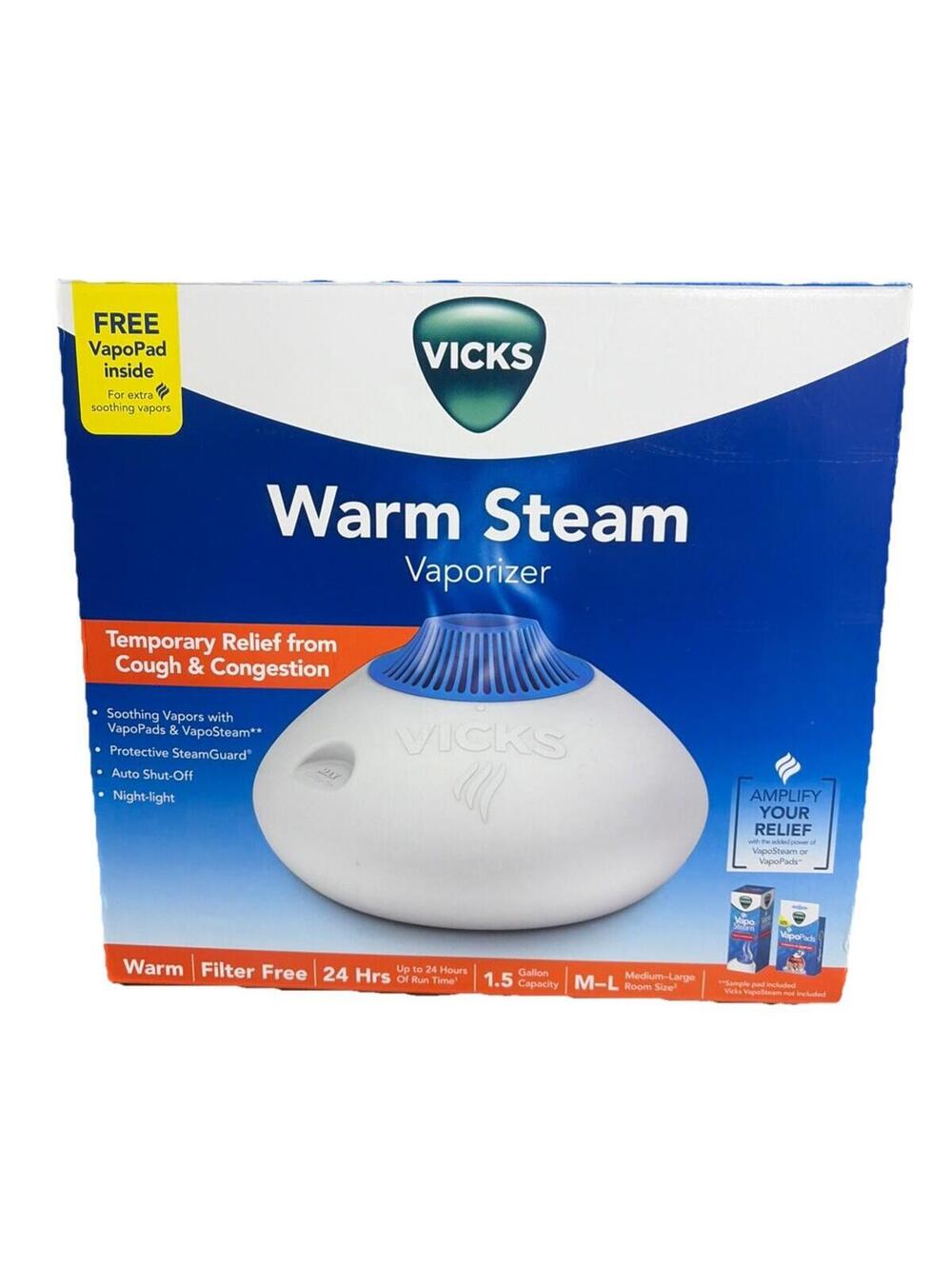 Vicks WarmSteam (V150SGN) 5.6 L Night Light Auto-Shut Off Vaporizer - White